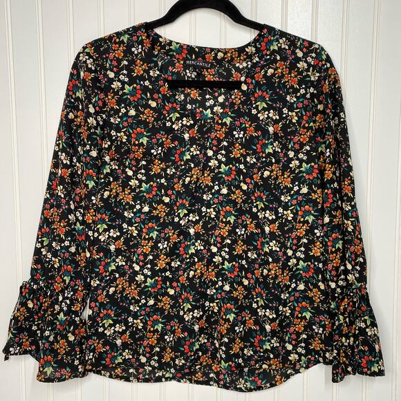 J.Crew Mercantile Women's Long Sleeve Crew Neck Floral Blouse Top Size 0 - Picture 1 of 12